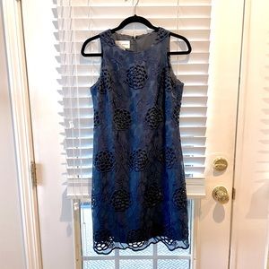 Navy blue Donna Morgan eyelet lace sleeveless shift dress